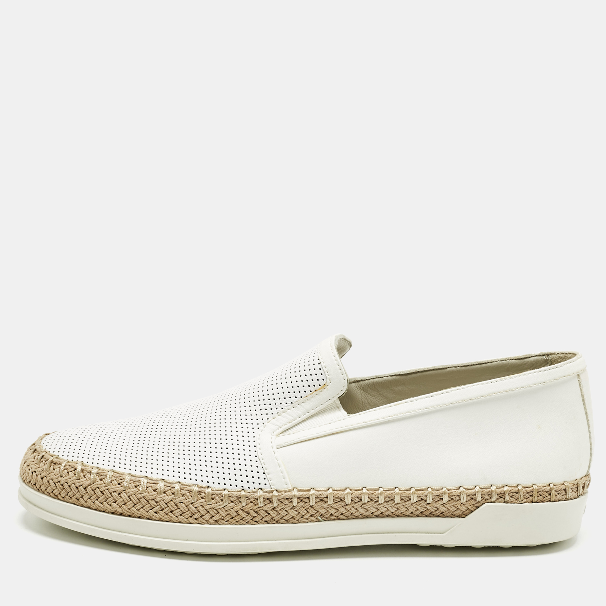 

Tod's Grey/White Leather Francesina Espadrille Sneakers Size
