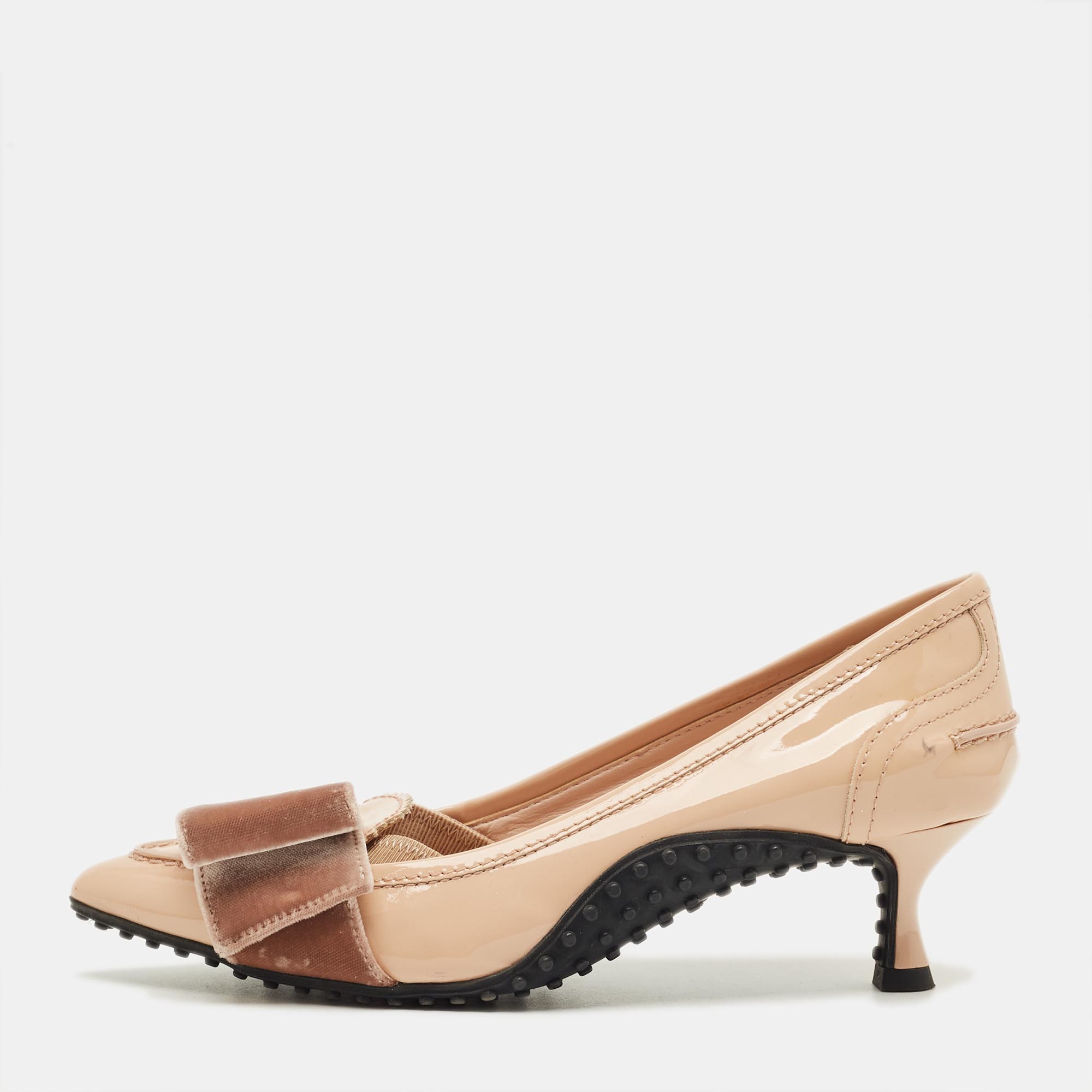 

Tod's Beige Patent Leather Loafer Pumps Size
