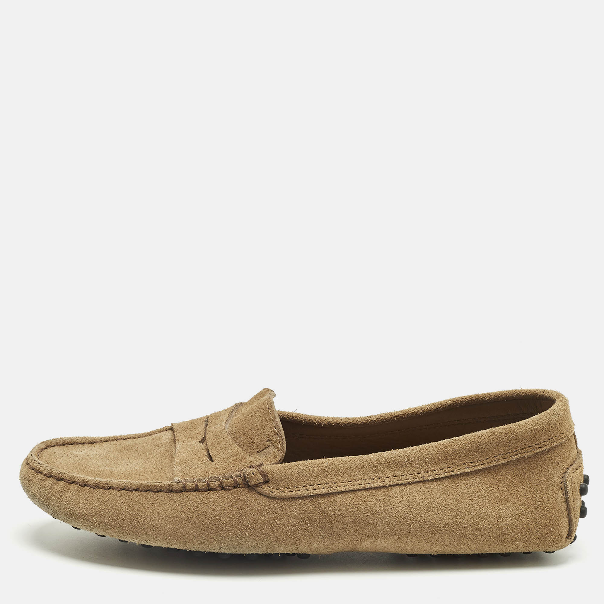Click to view more detailed imagery on our partner's website Pre-owned Tod's Brown Suede Gommini Driver Loafers Size 35