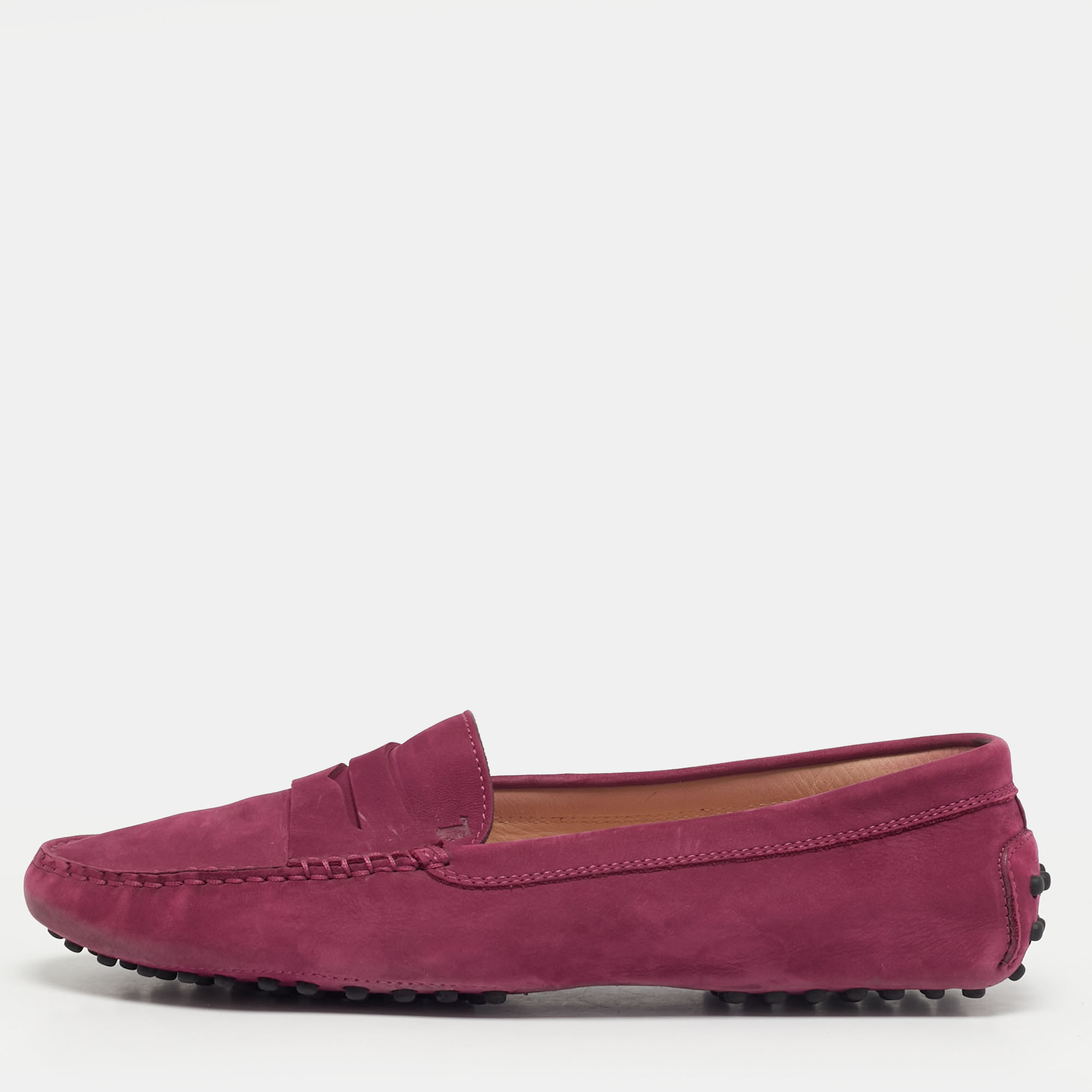 

Tod's Size  Purple Nubuck Leather Loafers