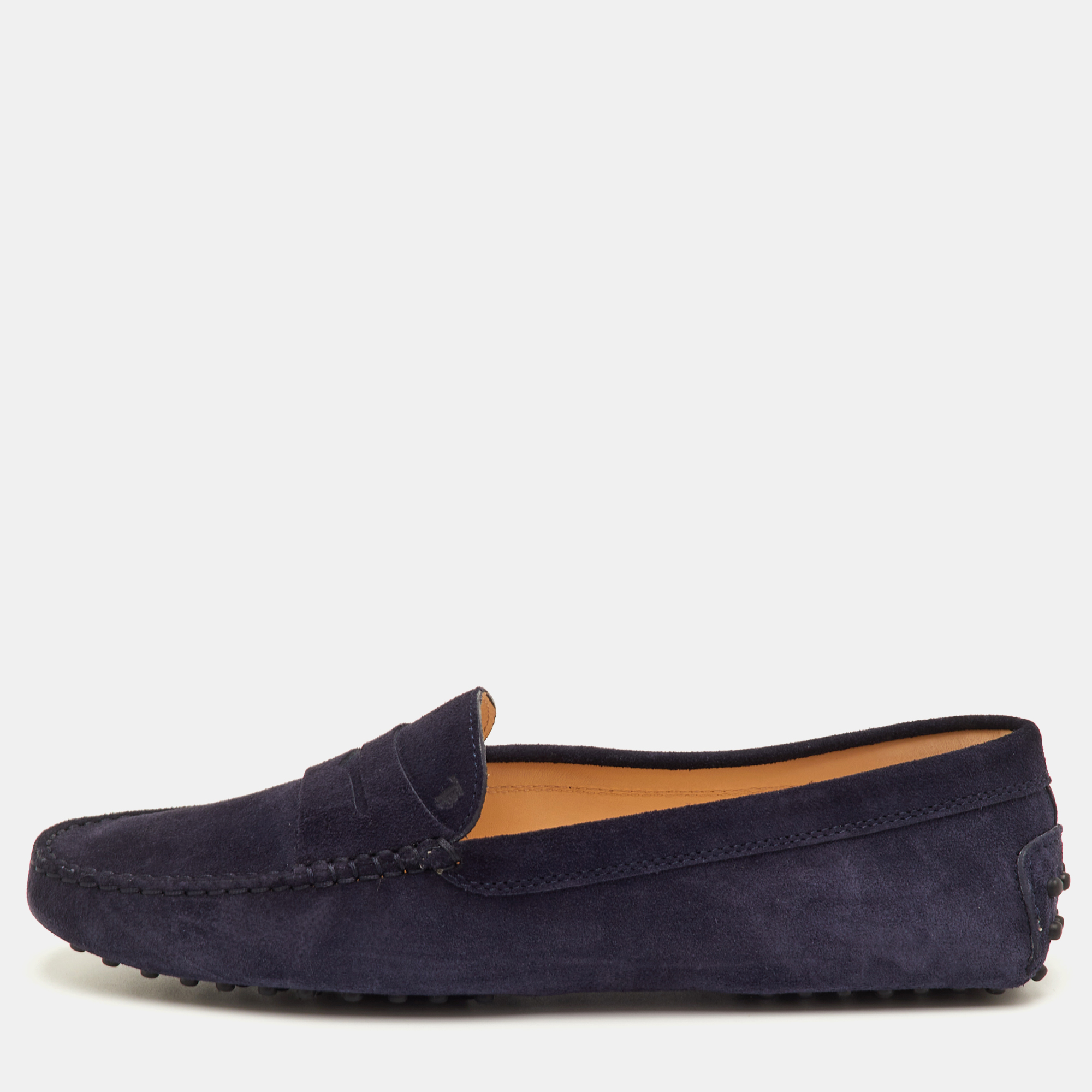 

Tod's Gommino Size  Navy Blue Nubuck Leather Driver Loafers