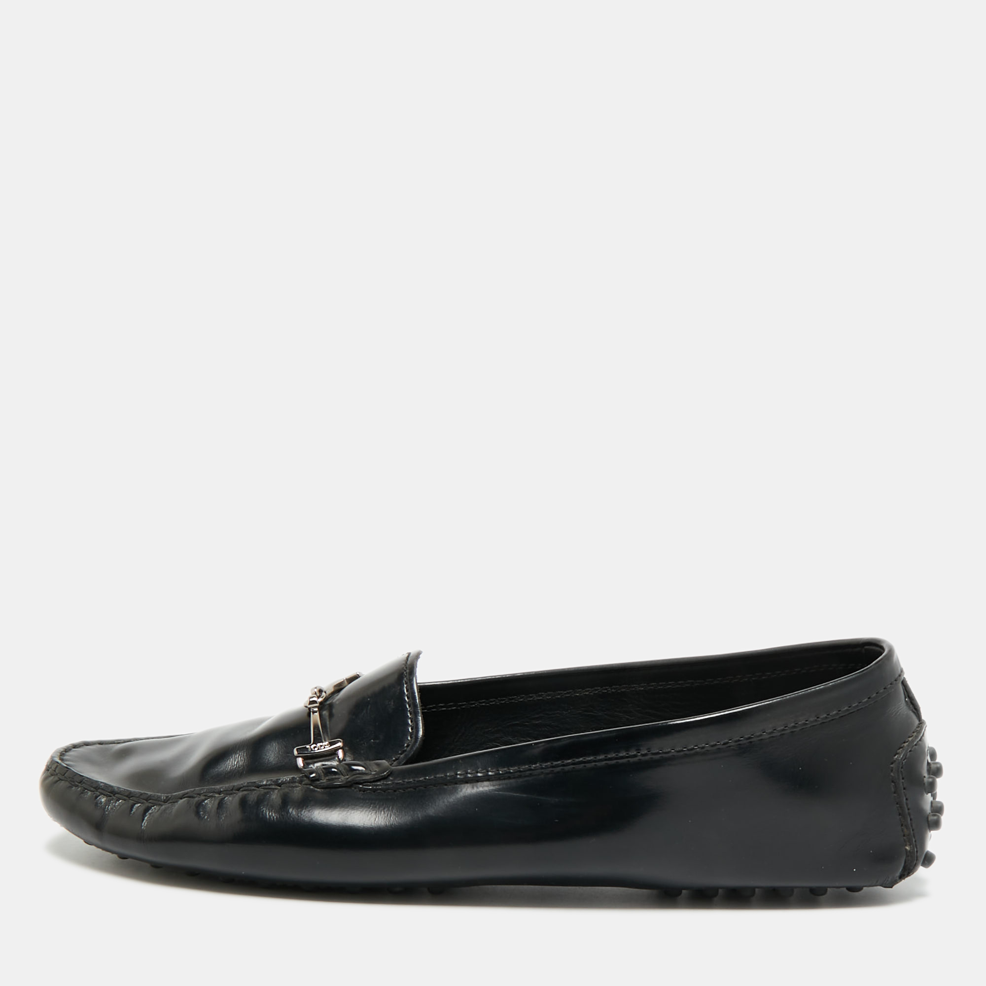 

Tod's City Gommino Size  Black Leather Loafers