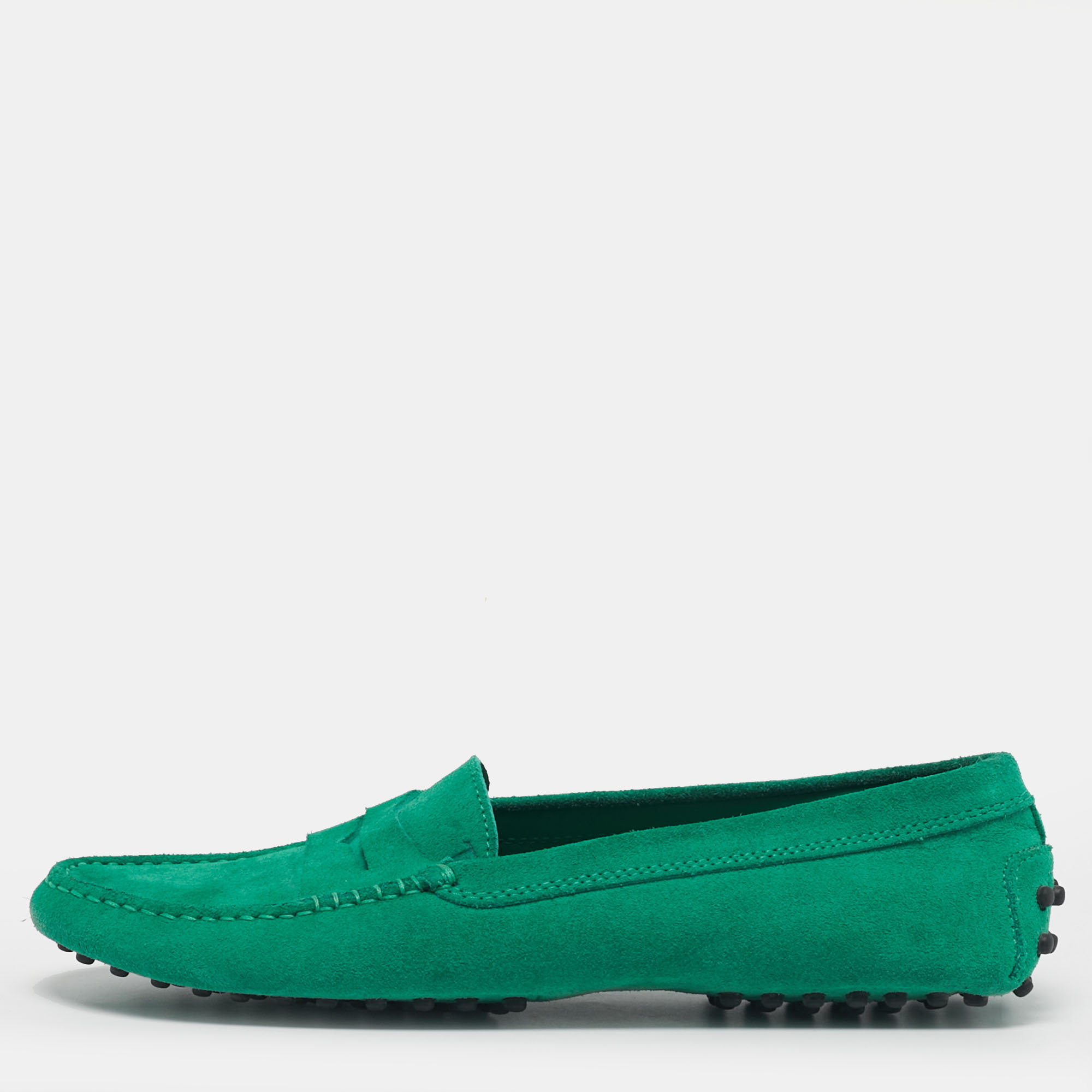 

Tod's Gommino Size  Green Suede Loafers
