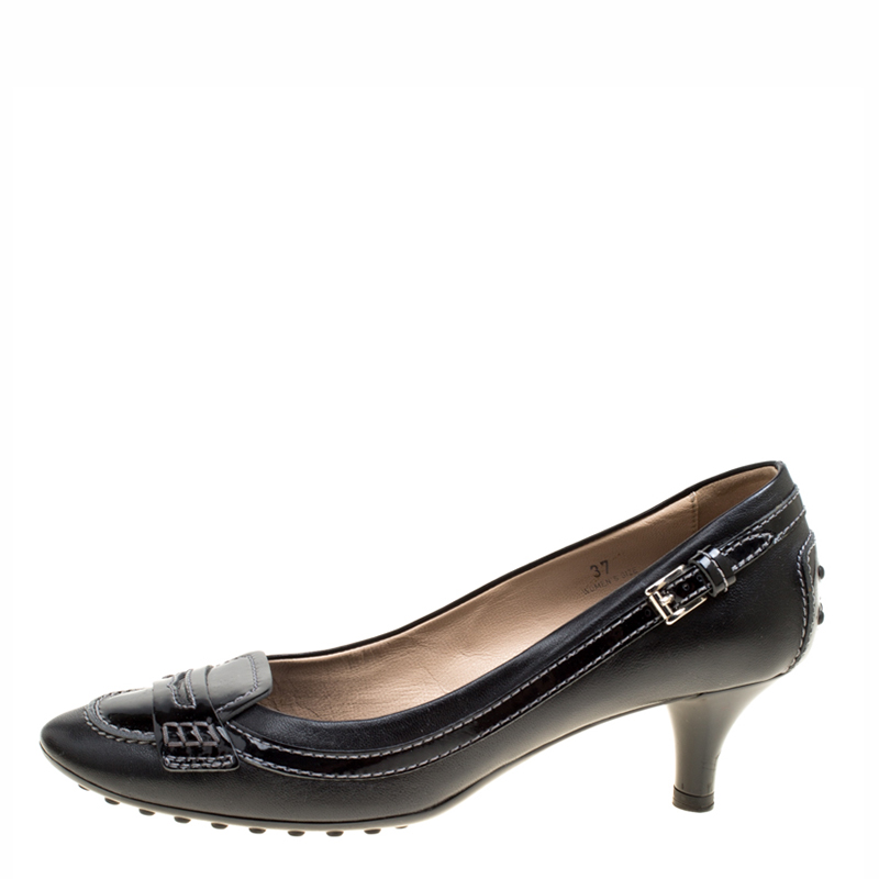 

Tod's Black Leather Penny Pumps Size