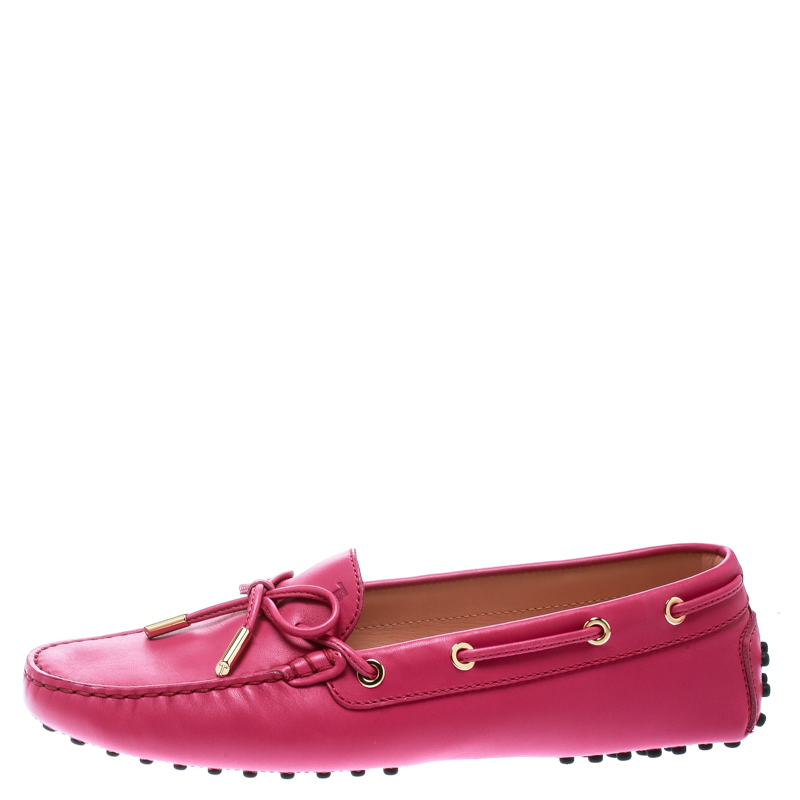 

Tod's Purple Leather Bow Loafers Size
