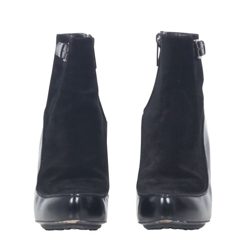 

Tod's Black Leather Platform Ankle Boot Size