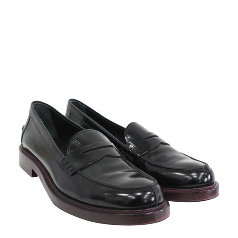 

Tod's Black Leather Loafers Size