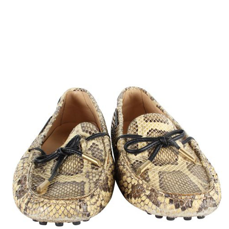 

Tod's Brown Snake Skin Loafers Size