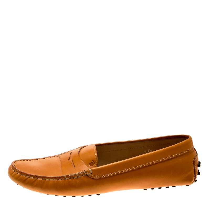 

Tod’s Alphonso Yellow Leather Penny Loafers Size, Orange