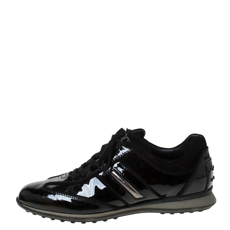

Tod's Black Patent Leather Lace Up Sneakers Size