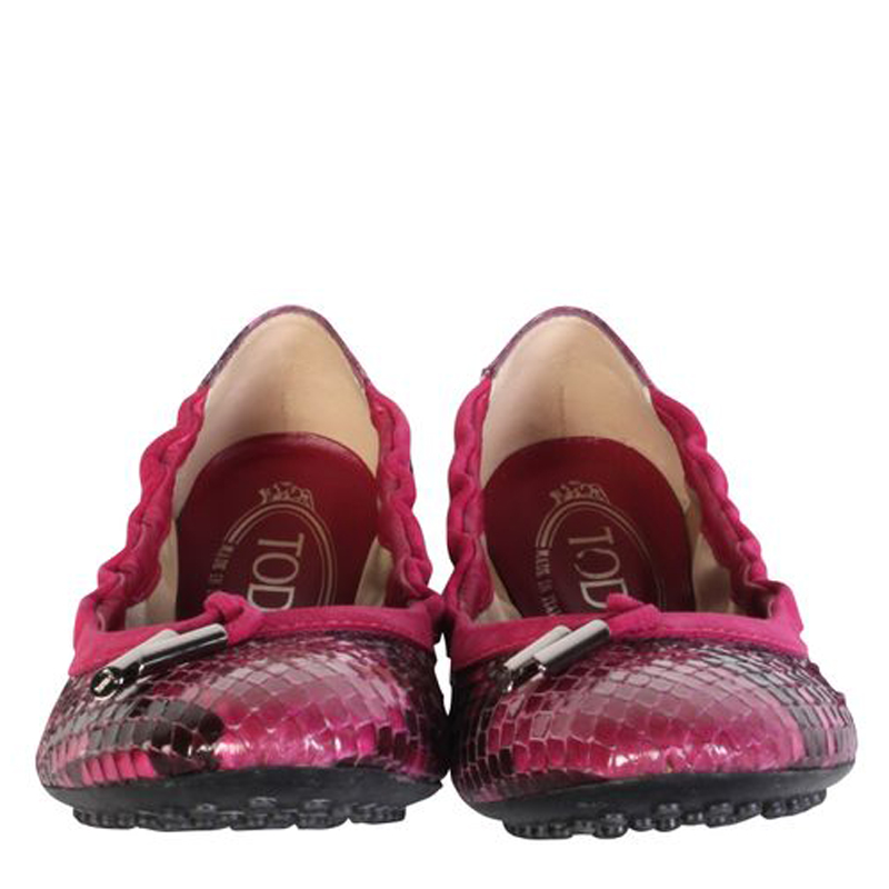 

Tod's Pink Snake Skin Elastic Ballerinas Size