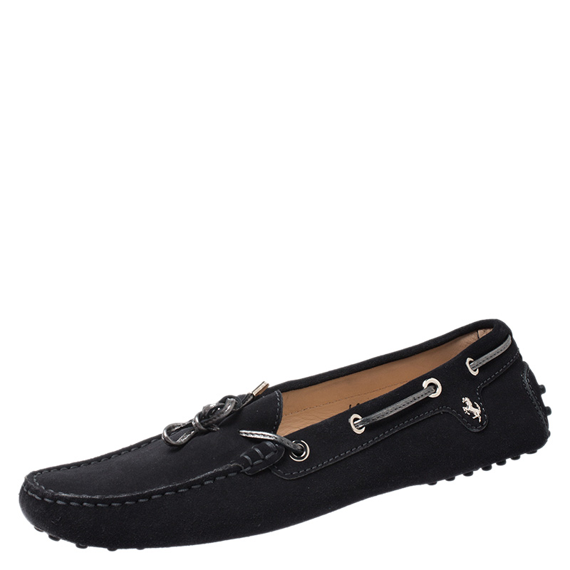 Pre Owned Tod's Black Suede Bow Loafers Size 41