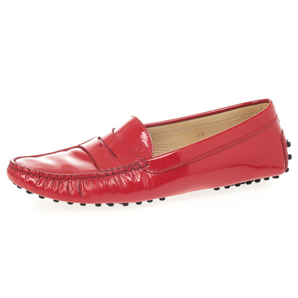 Tod's Red Patent Gommino Loafers Size 39