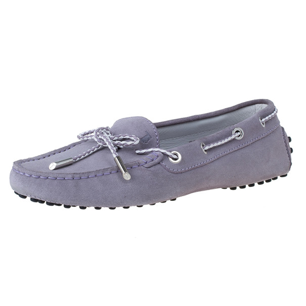 Pre Owned Tod’s Lilac Suede Lace-up Driving Loafers Size 37