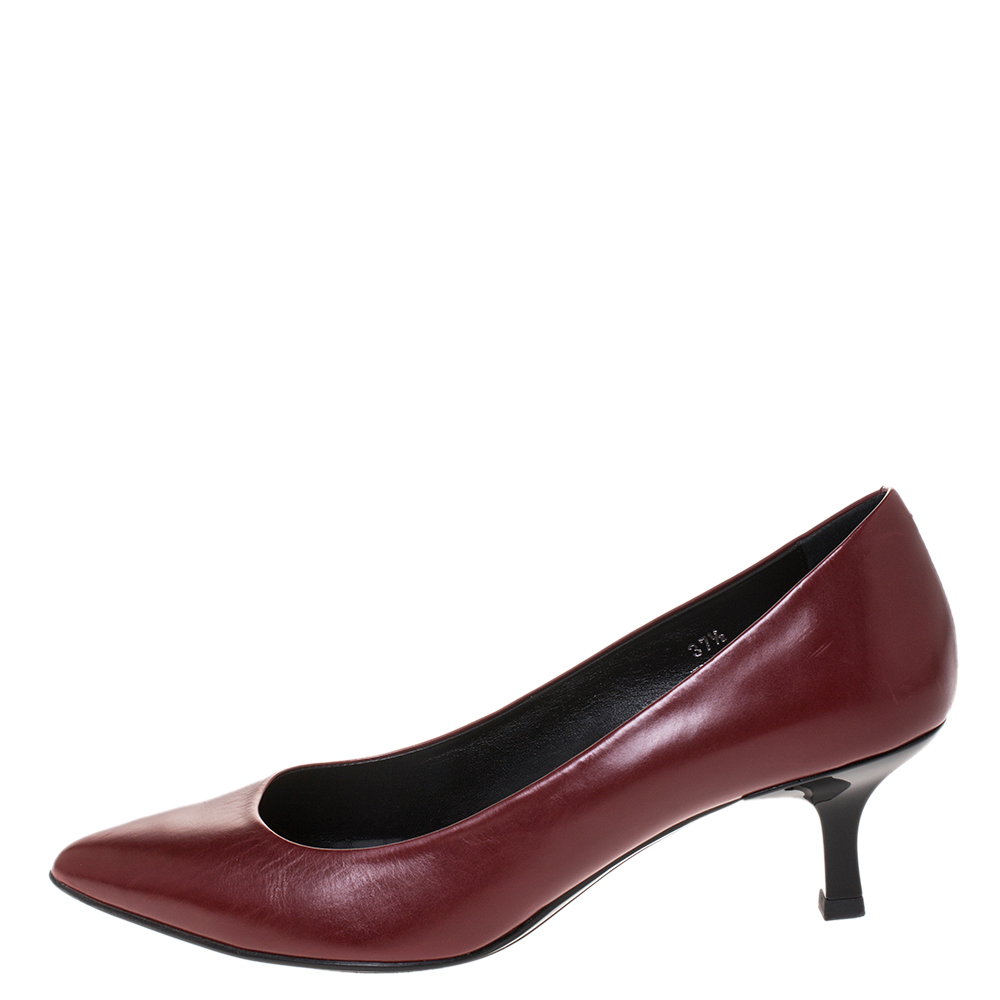 

Tod's Burgundy Leather Pointed Toe Pumps Size