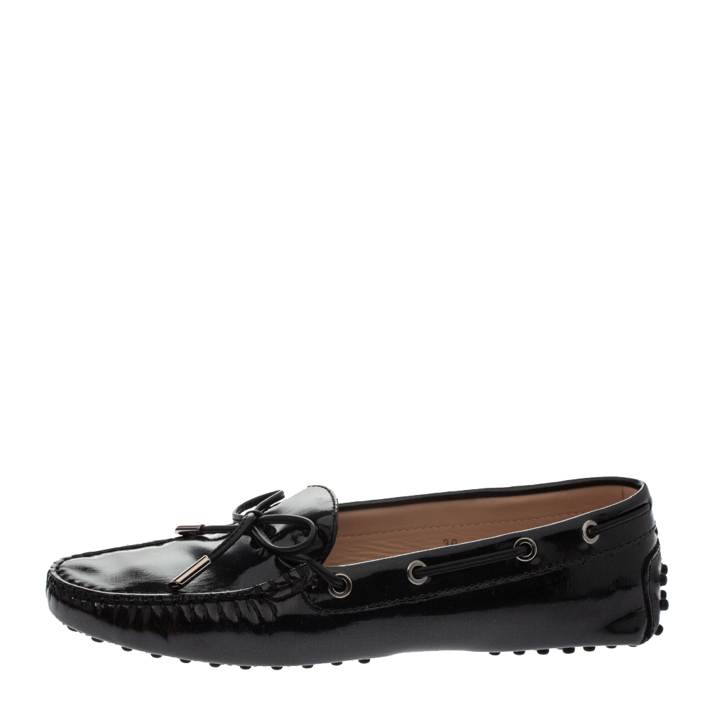 

Tod's Black Patent Leather Gommino Loafers Size