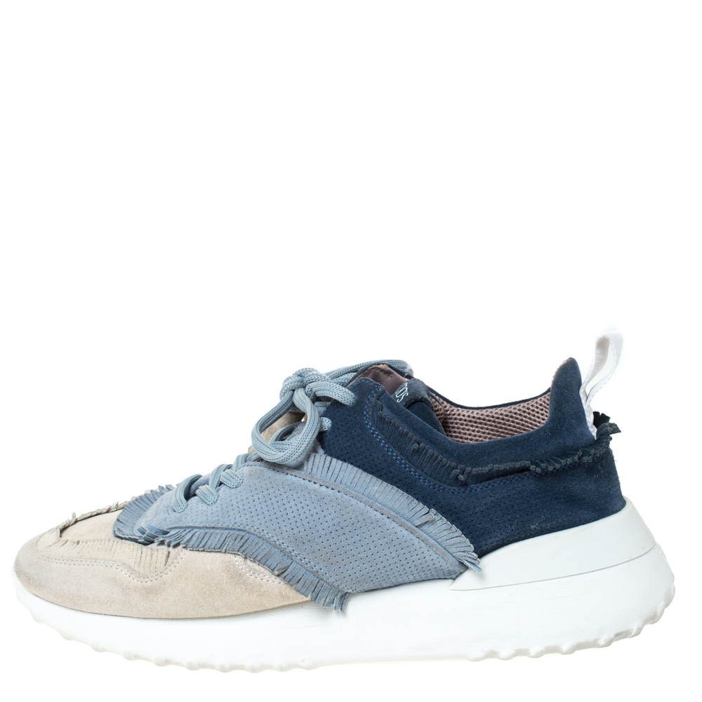 

Tod's Tricolor Suede Leather Fringe Low Top Sneakers Size, Multicolor