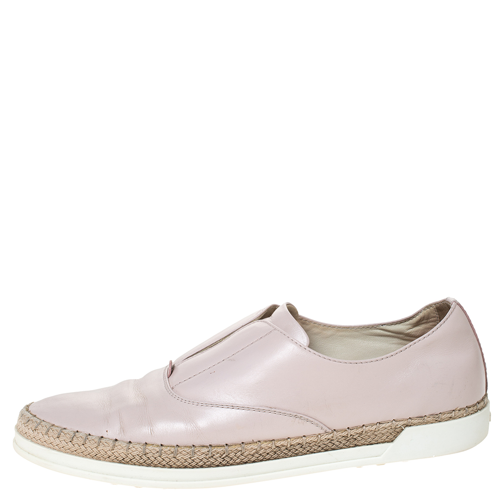 

Tod's Pink Leather Francesina Slip On Espadrille Sneakers Size