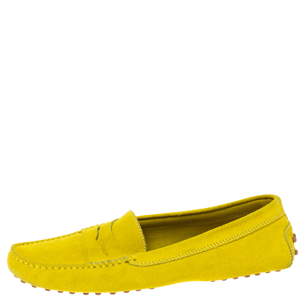 

Tod's Yellow Suede Penny Loafers Size