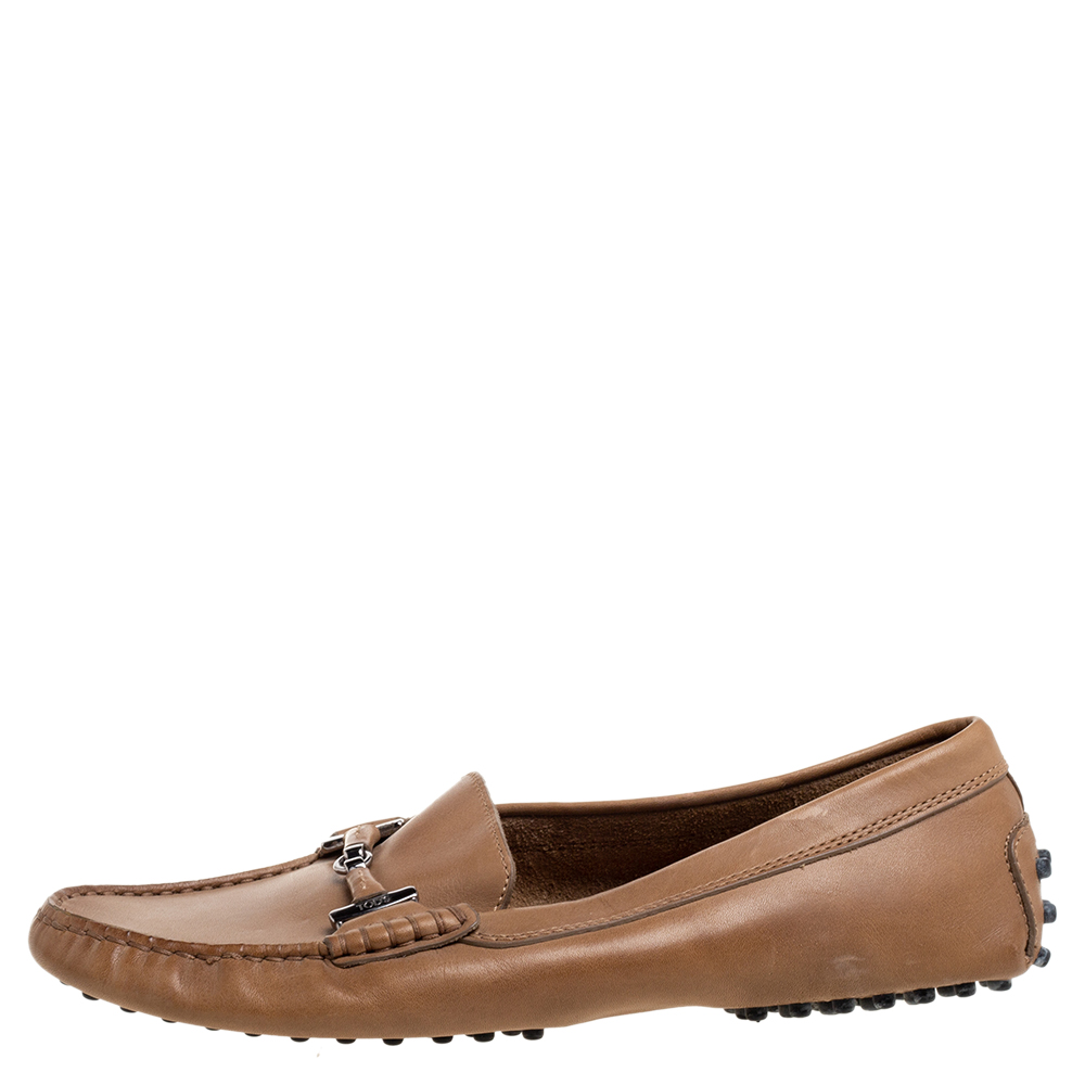 

Tod's Brown Leather Slip On Loafers Size