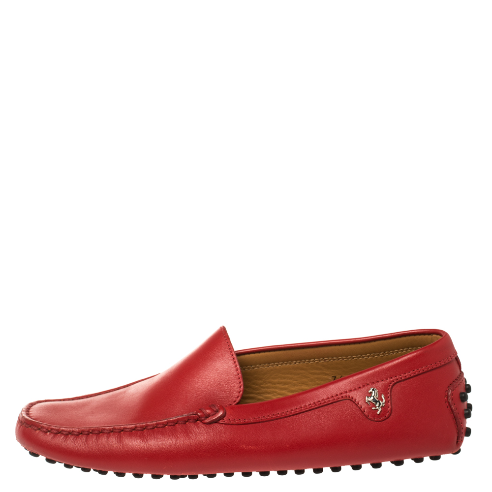 

Tod's For Ferrari Red Leather Slip On Loafers Size