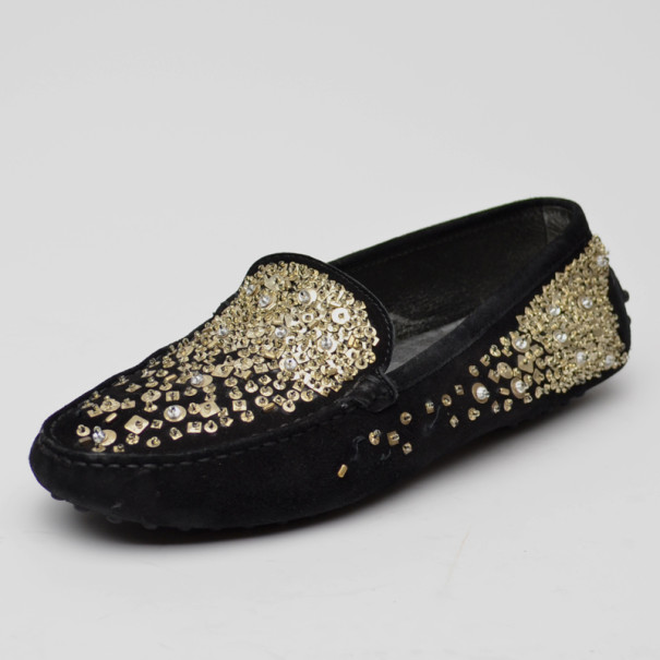 مملوكة مسبقًا Tod's Gommino Ricamo Spray Sequined Loafers size 36.5