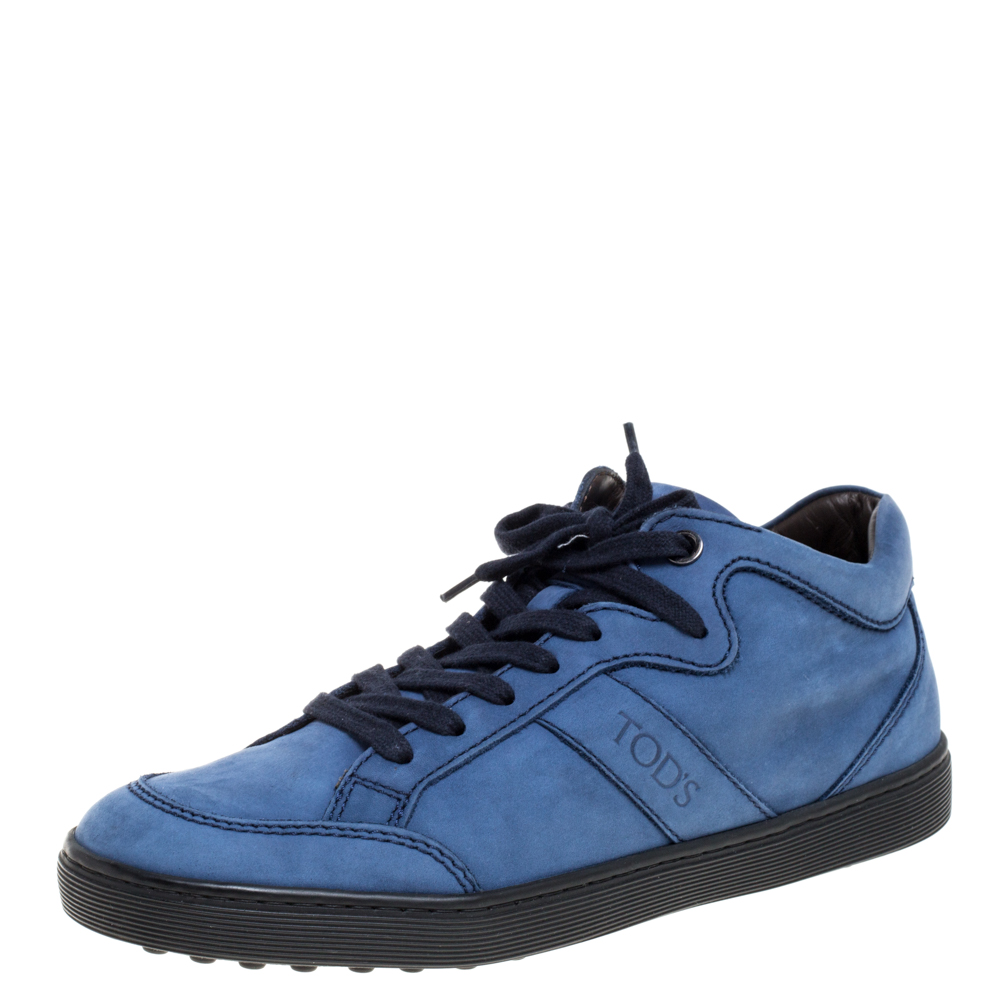 

Tod's Blue Suede Low Top Sneakers Size
