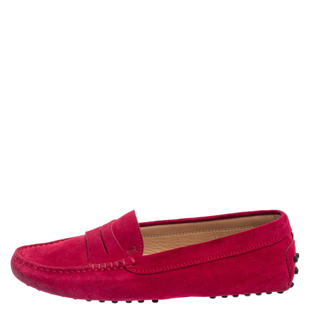 

Tod's Pink Suede Penny Loafers Size