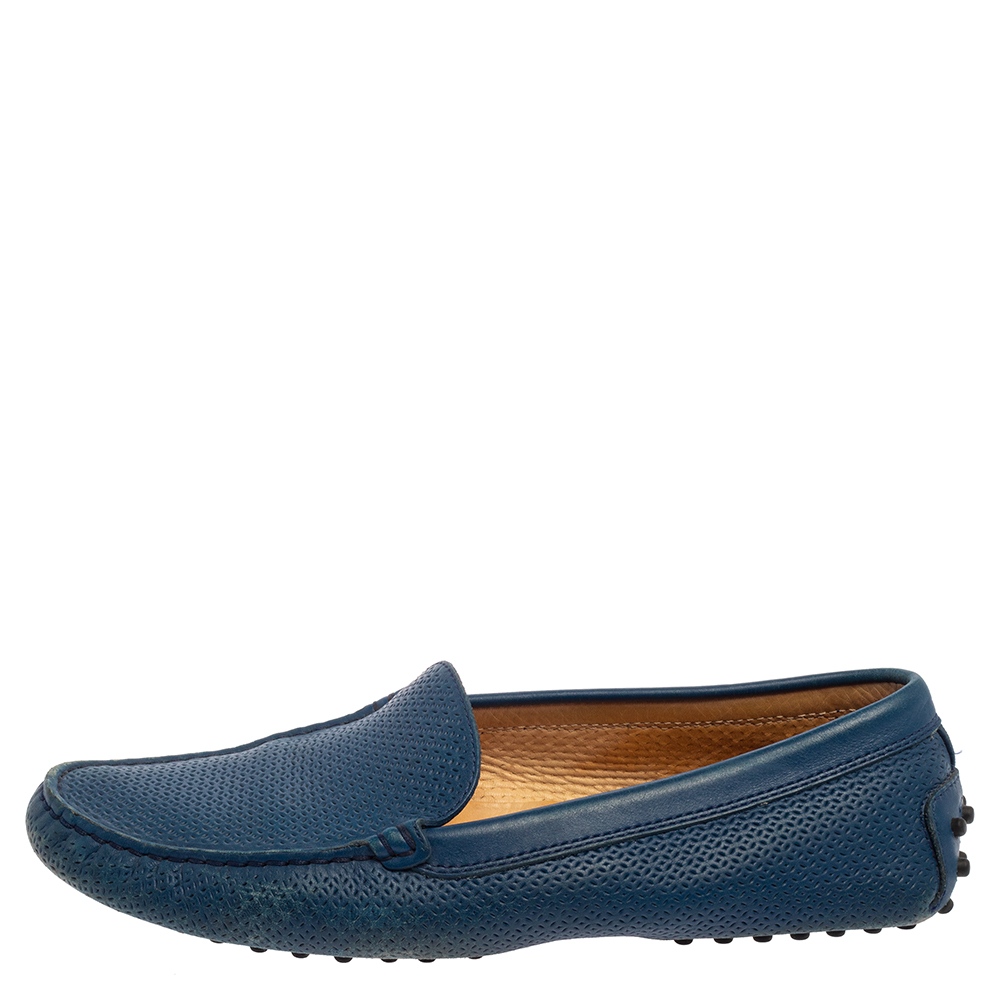 

Tod's Blue Leather Slip On Loafers Size