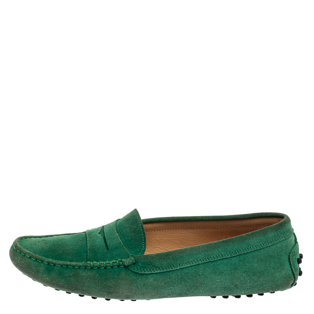 

Tod's Green Suede Penny Loafers Size