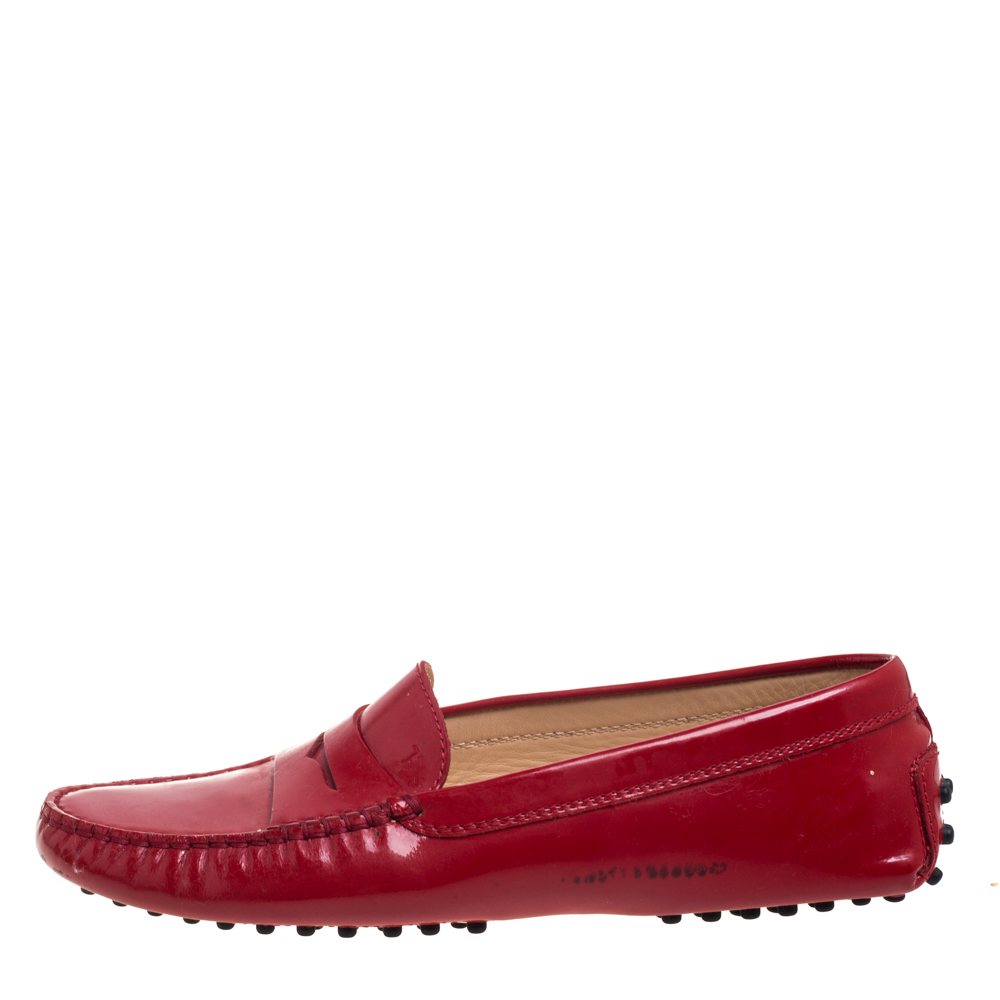 

Tod's Red Patent Leather Loafers Size