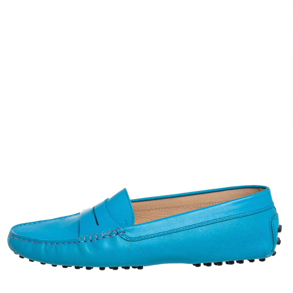 

Tod's Blue Leather Gommini Moccasin Driving Loafers Size