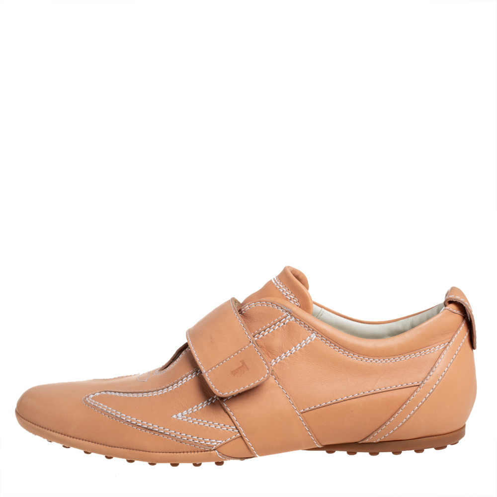 

Tod's Brown Leather Velcro Low Top Sneakers Size