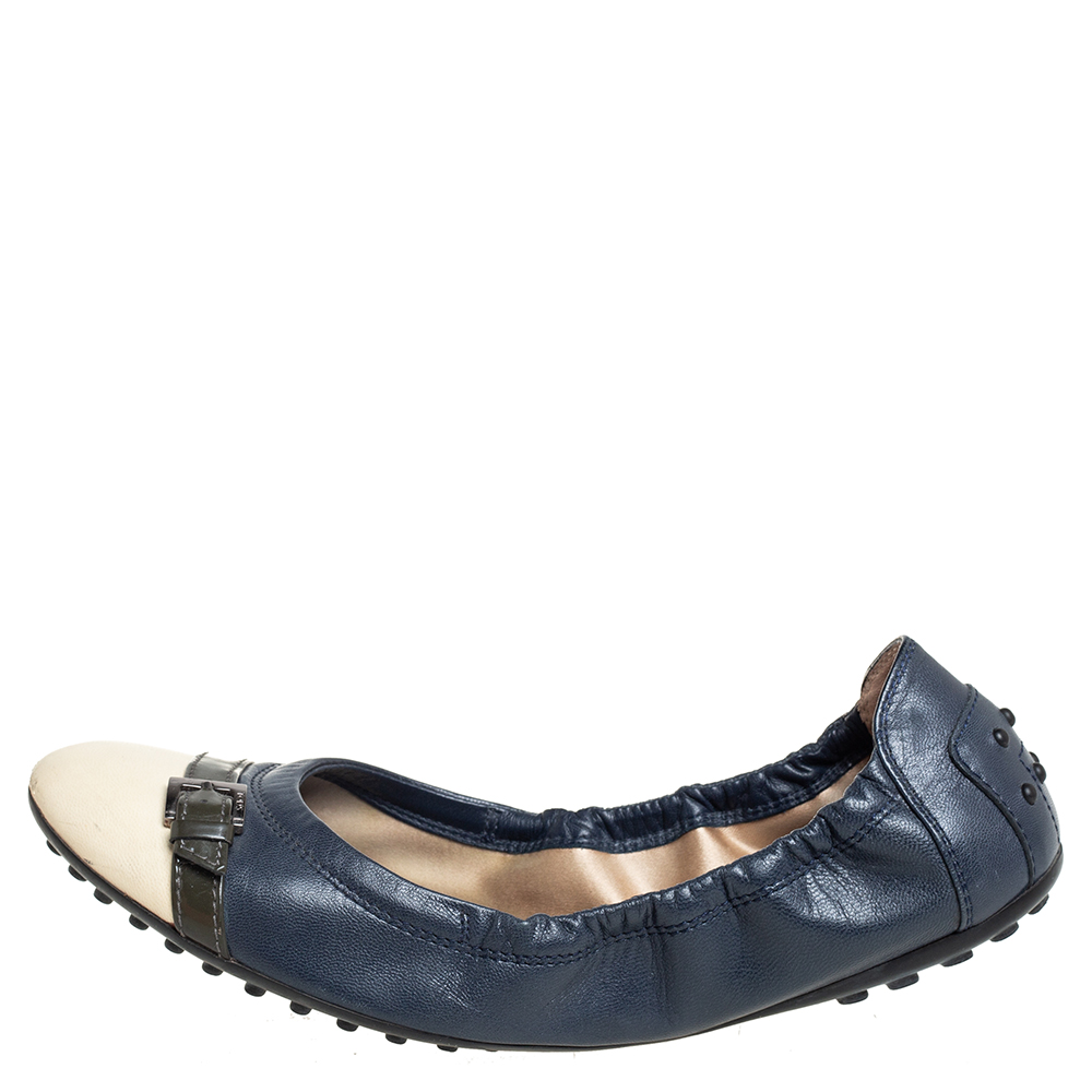 

Tod's Multicolor Patent Leather And Leather Scrunch Ballet Flats Size
