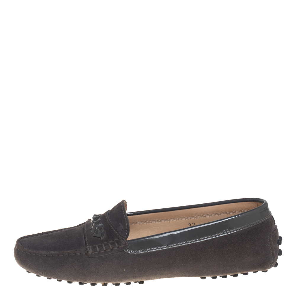 

Tod's Grey Suede Slip On Loafers Size