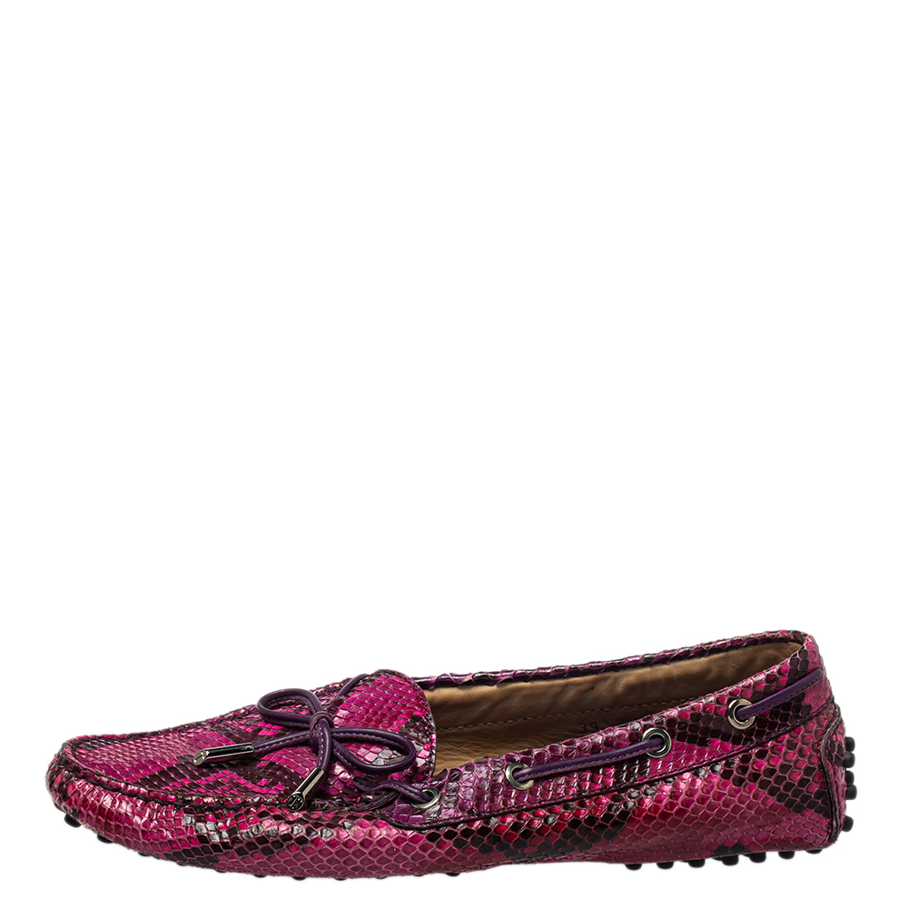 

Tod's Pink Python And Leather Bow Loafer Size