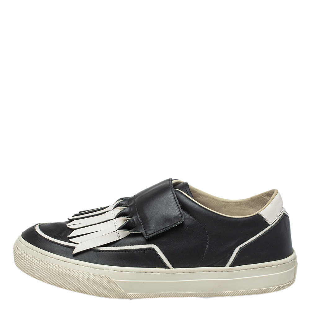 

Tods Black/White Leather Slip on Sneakers Size