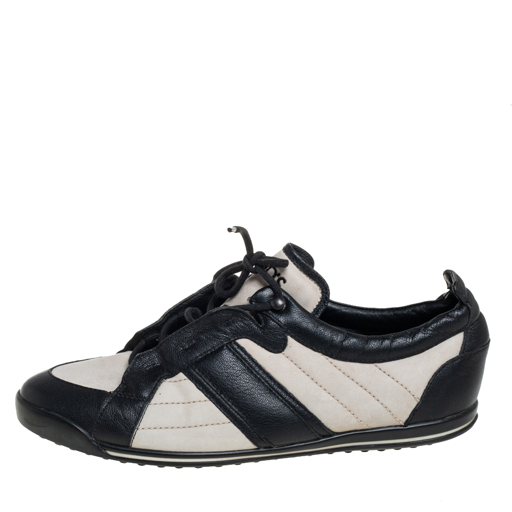 

Tod's White/Black Suede And Leather Low Top Sneakers Size