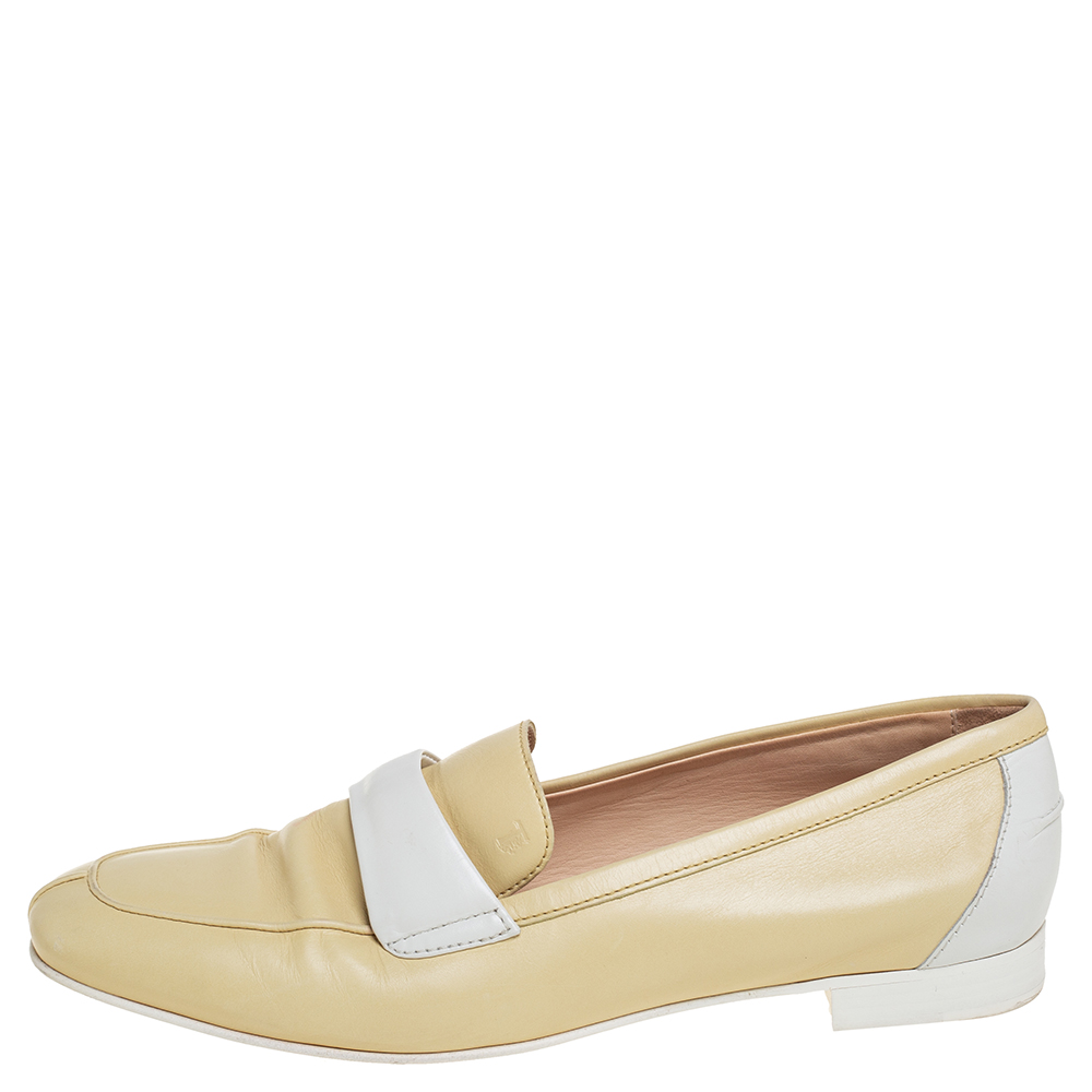 

Tod's Yellow Leather Slip On Loafers Size