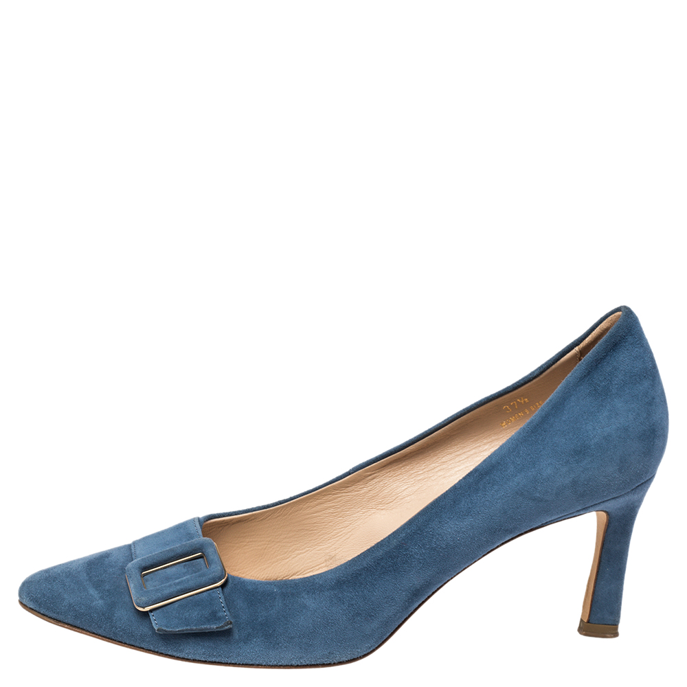 

Tod's Blue Suede Buckle Pumps Size