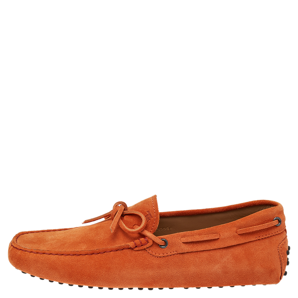 

Tod's Orange Suede Bow Driver Loafers Size