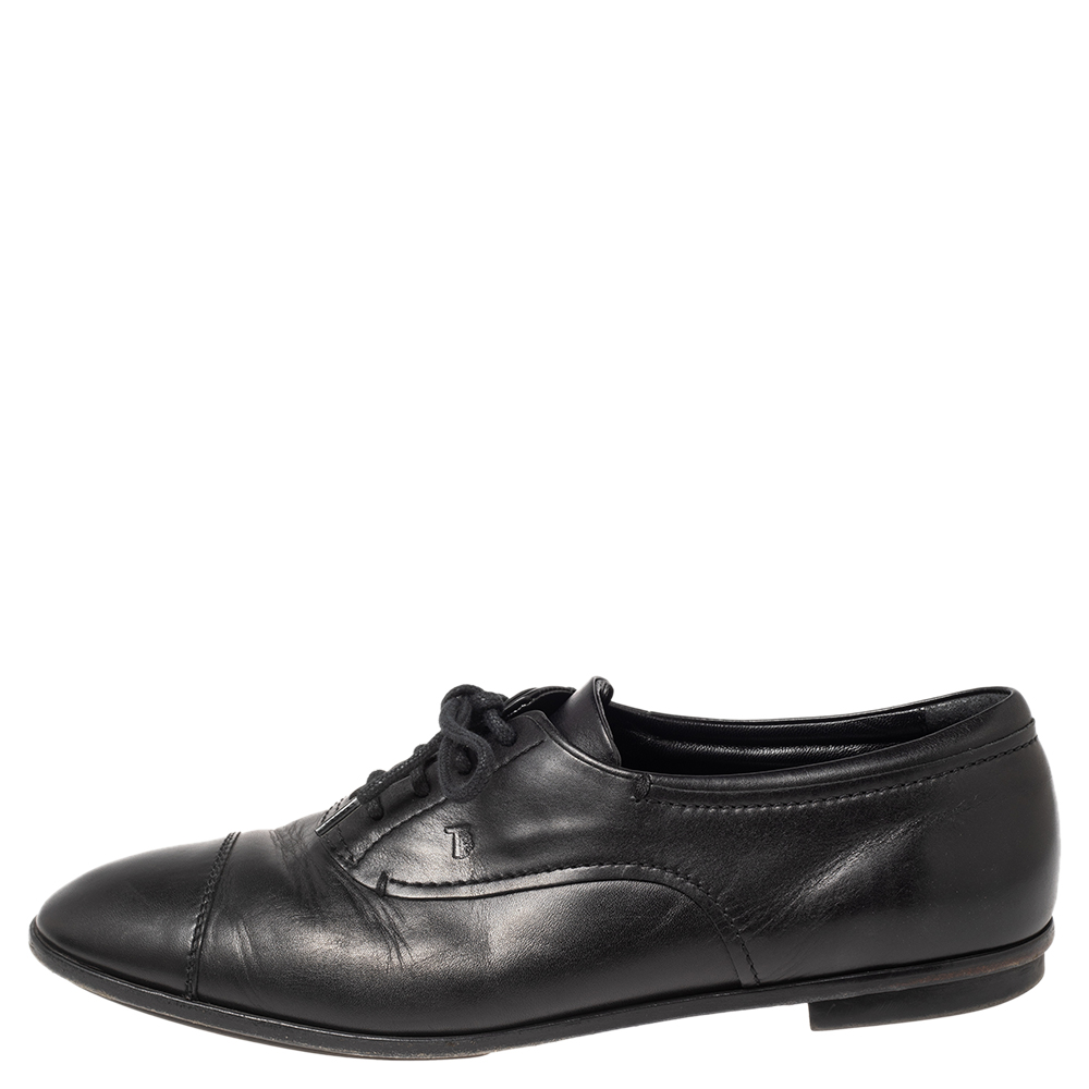 

Tod’s Black Leather Lace Up Oxfords Size