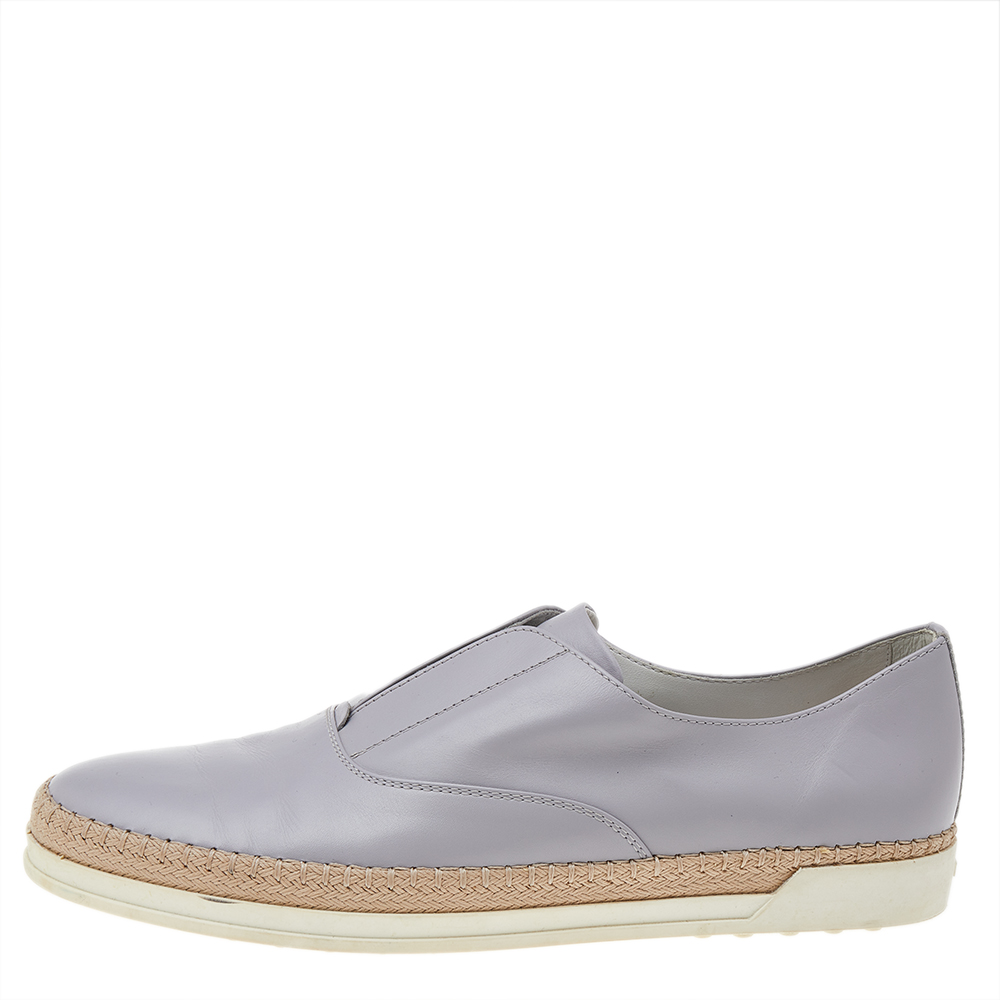 

Tod's Grey Leather Francesina Slip On Espadrille Sneakers Size