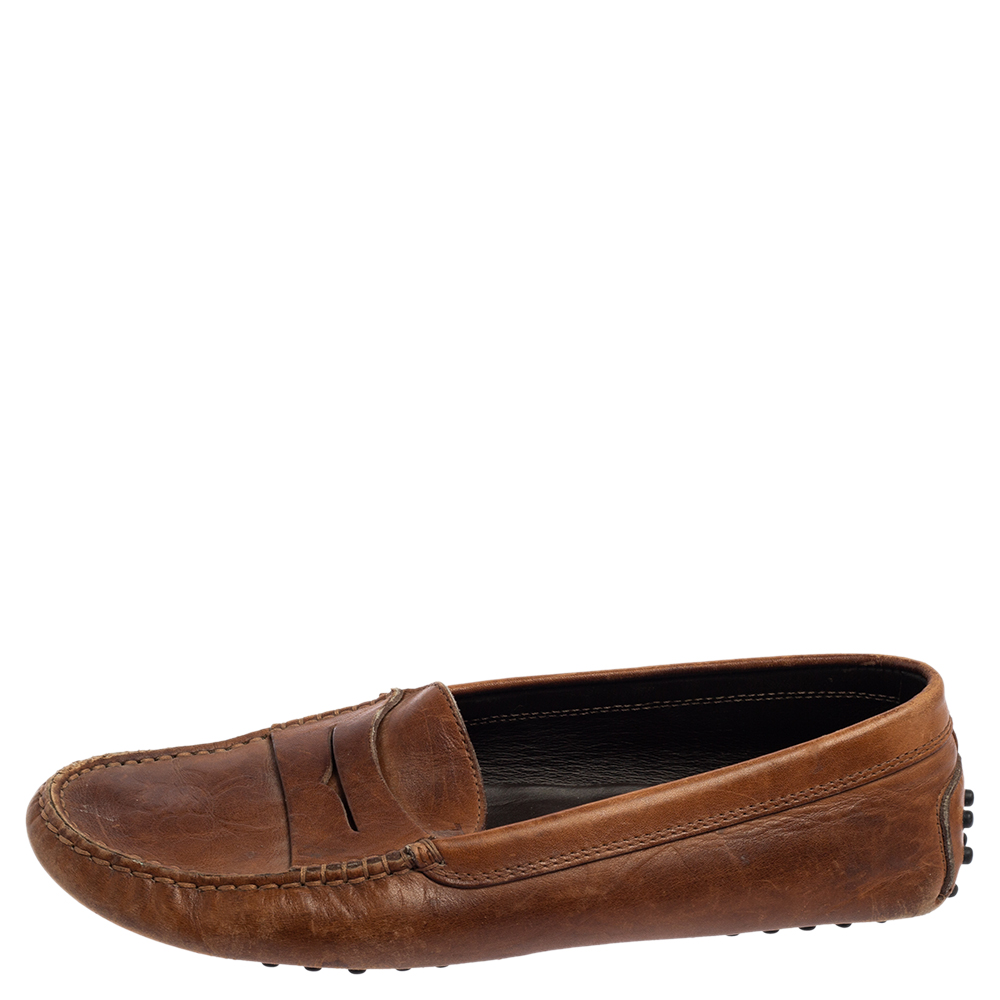 

Tod's Brown Leather Penny Loafers Size