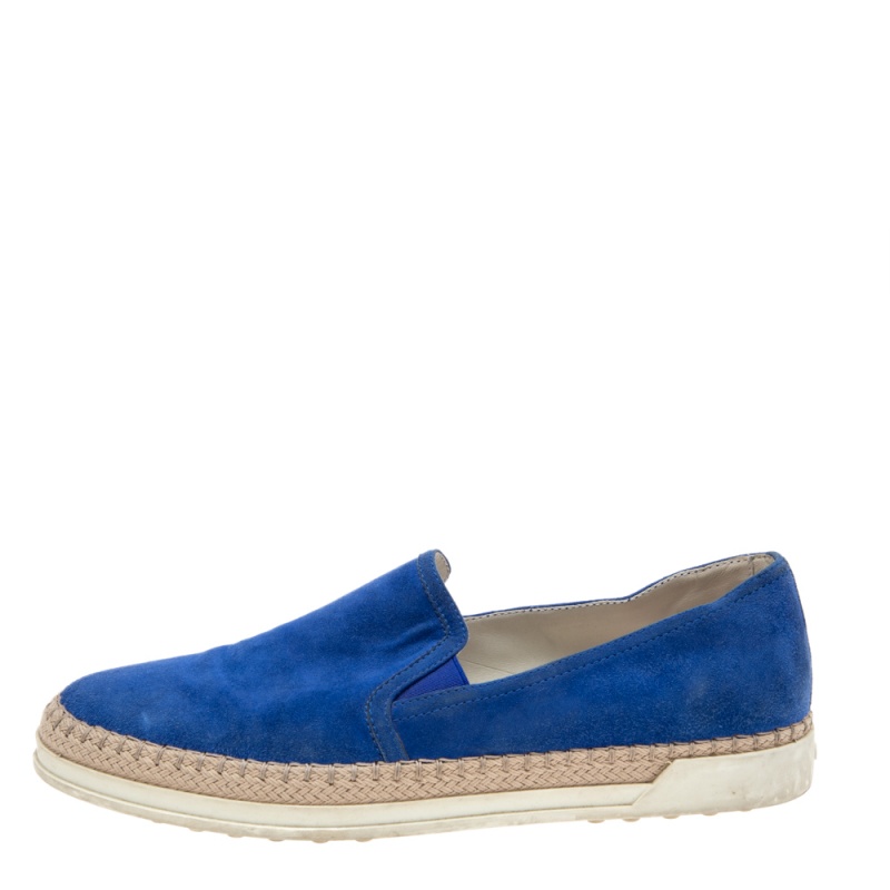 

Tod's Blue Suede Espadrille Loafers Size