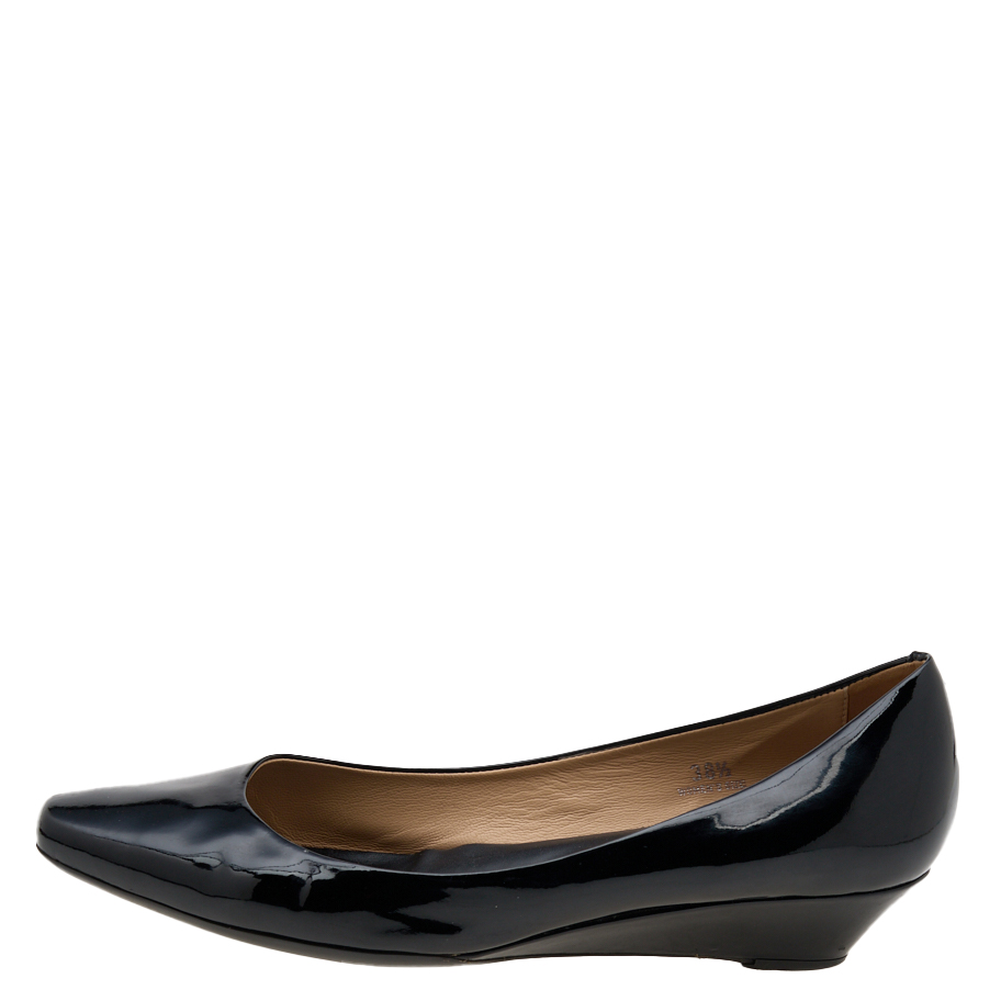 

Tod's Black Patent Leather Wedge Pumps Size
