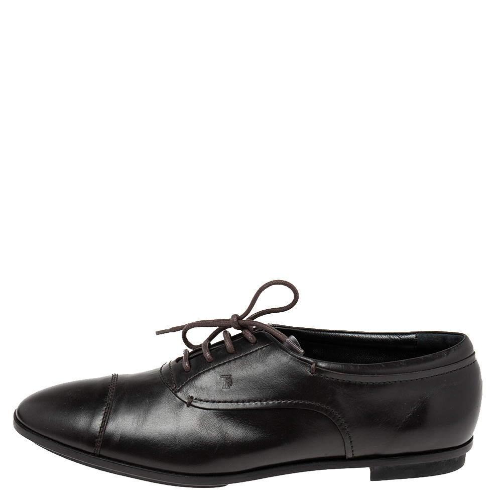 

Tod's Black Leather Lace Up Oxford Size