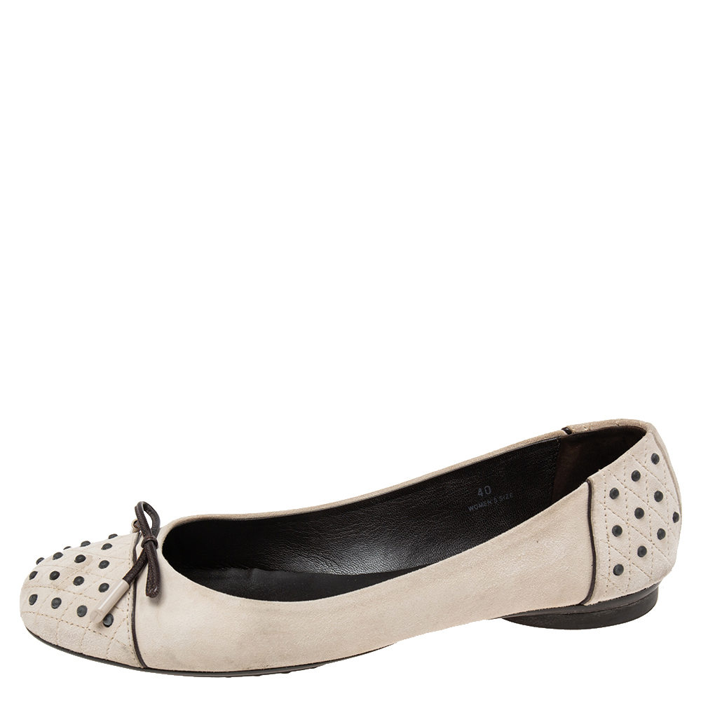 

Tod's Grey Suede Dew Ballet Flats Size
