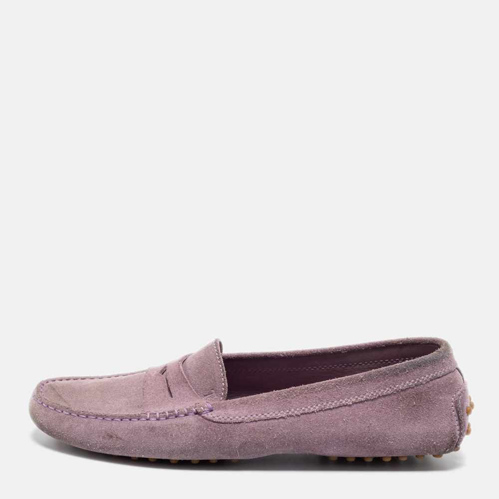 

Tod's Lavender Suede Penny Driving Loafers Size, Purple