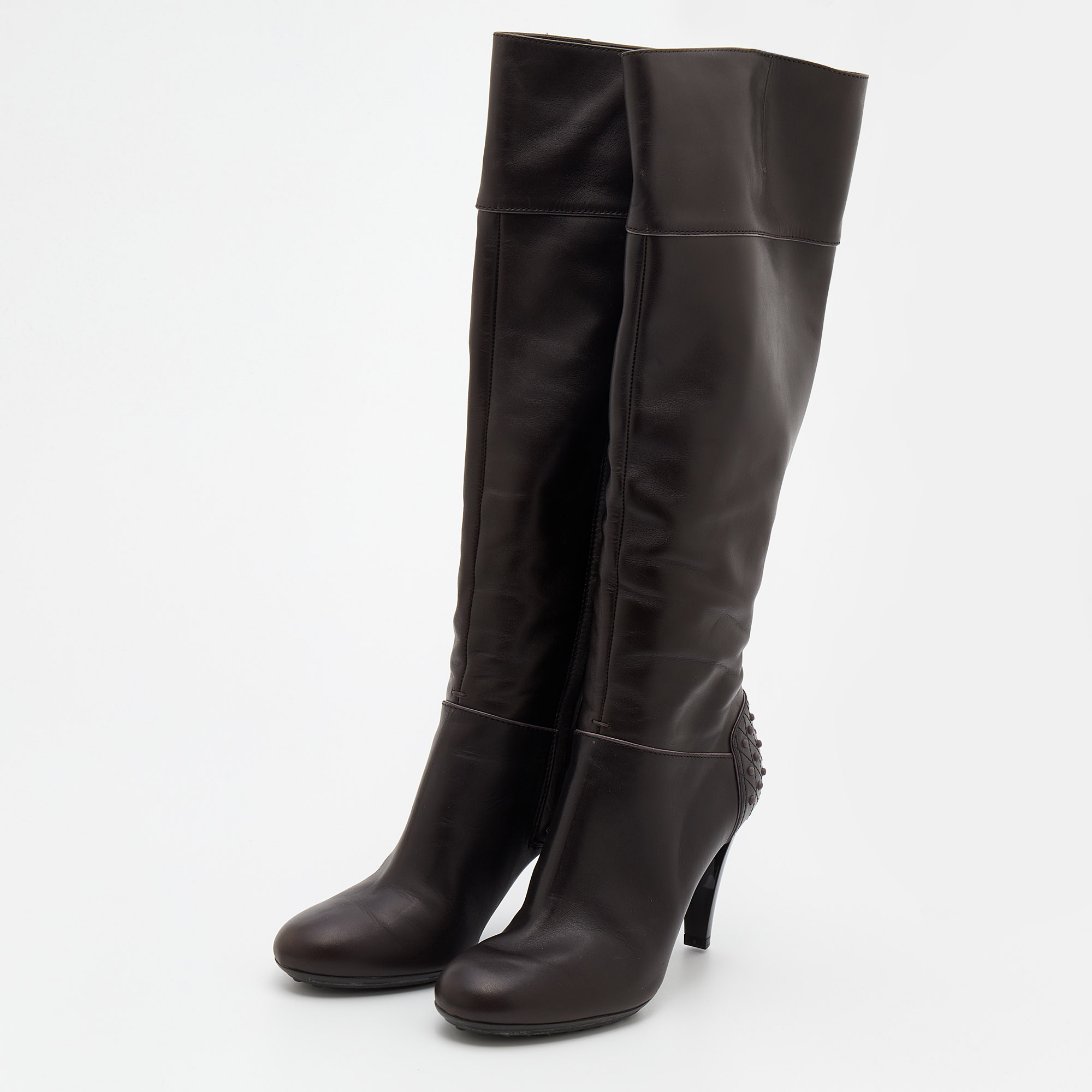 

Tod's Brown Leather Knee Length Boots Size